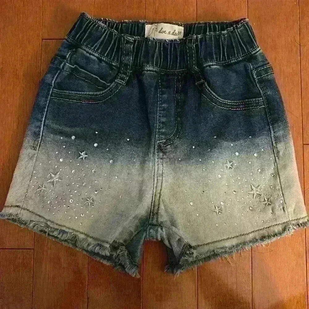 Doe a Dear Star and Rhinestone Denim Shorts